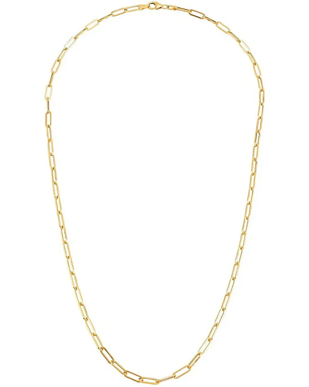 Stainless Steel Paper Clip Necklace - Gold