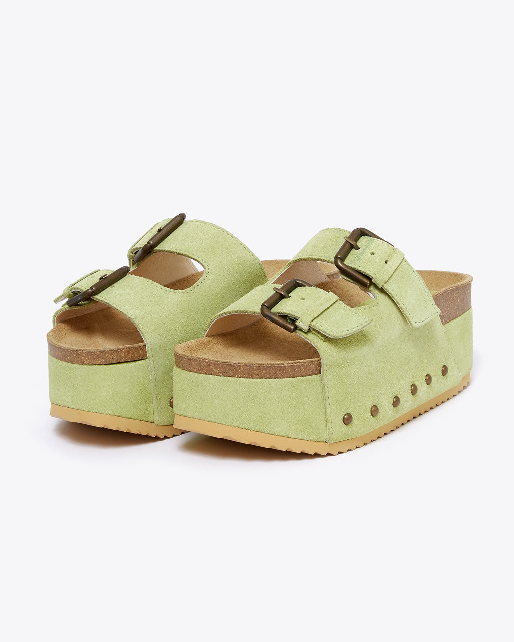 Cooper-2 Suede Platform Slide - Pistachio