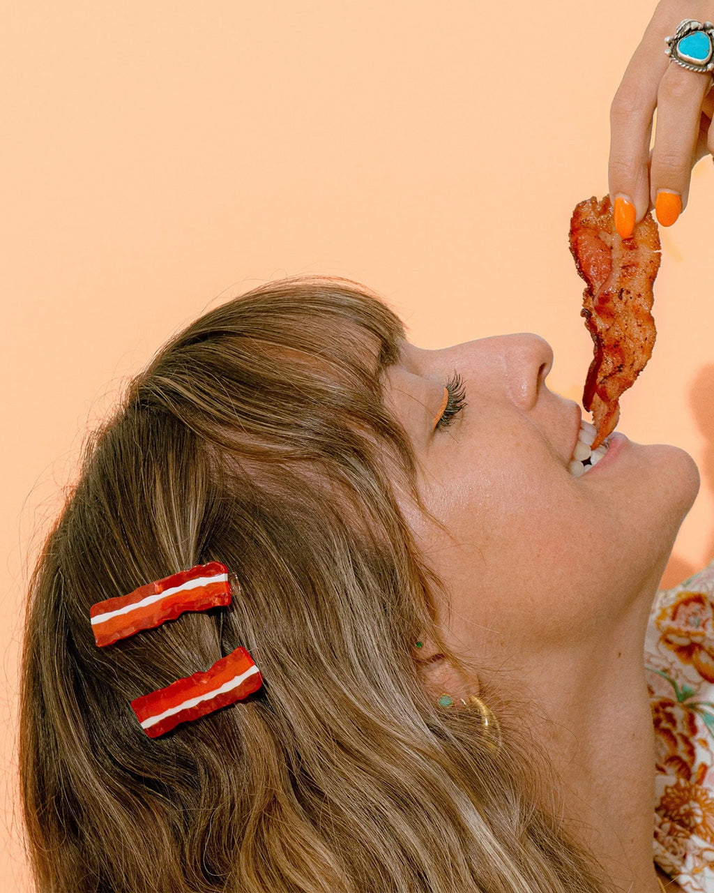 Bacon Alligator Hair Clip Set