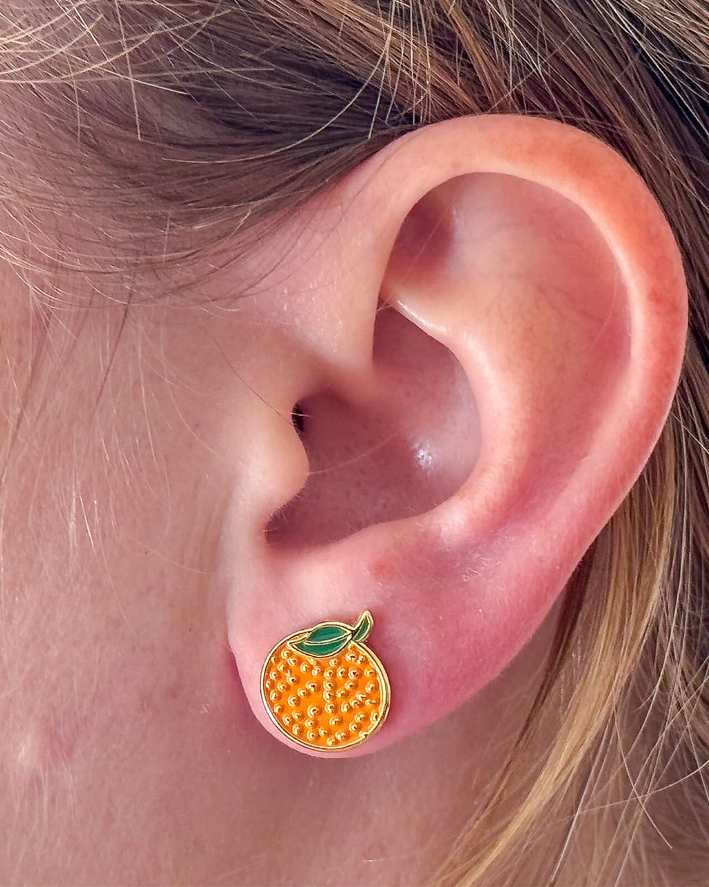Orange Enamel Earrings