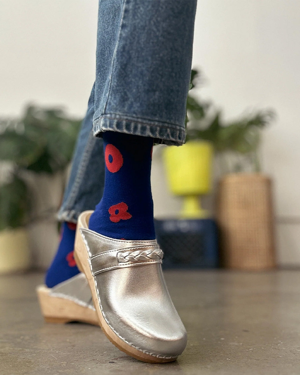 Celeste Crew Socks - Brick + Rave Blue