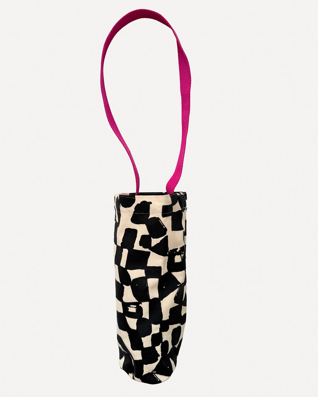 The Checks Wine Tote - Black + Natural