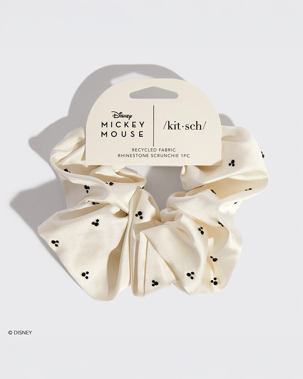Kitsch x Mickey and Minnie Cream Rhinestone Scrunchie