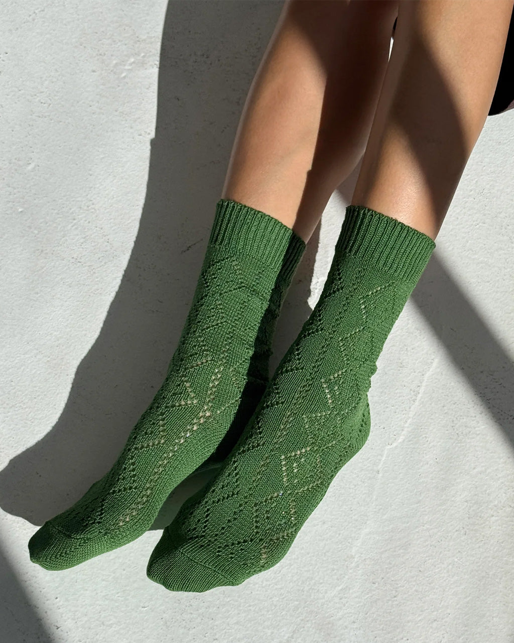 Modal Eyelet Socks - Palm Green