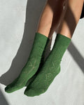 Modal Eyelet Socks - Palm Green