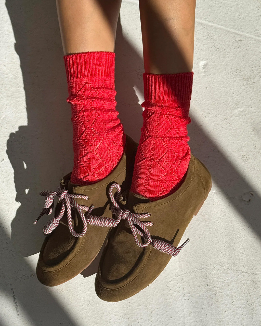 Modal Eyelet Socks - Poppy Red