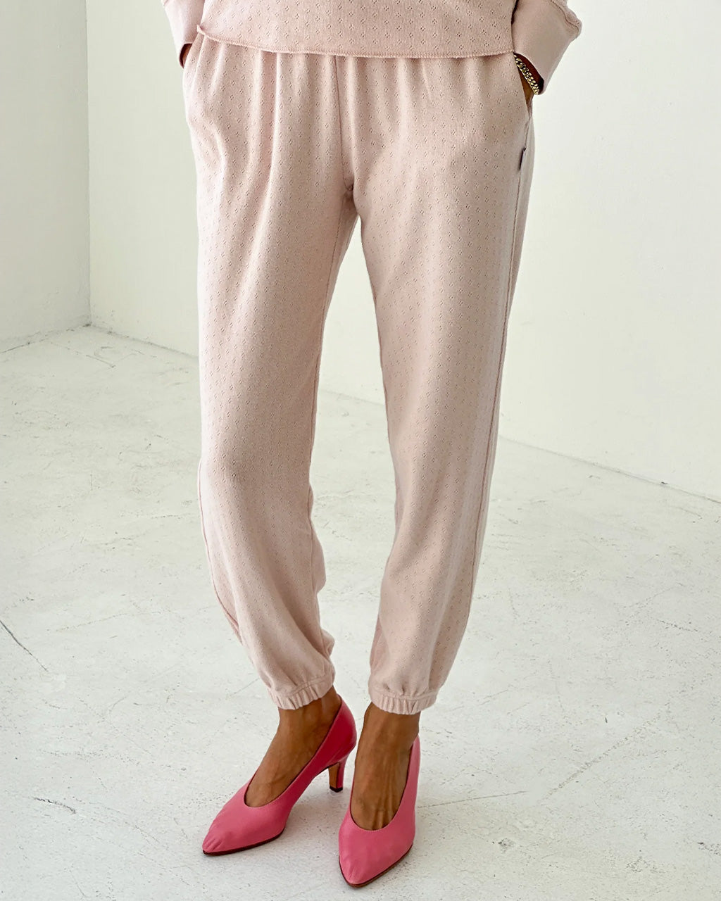 Pointelle Serene Jogger - Baby Pink