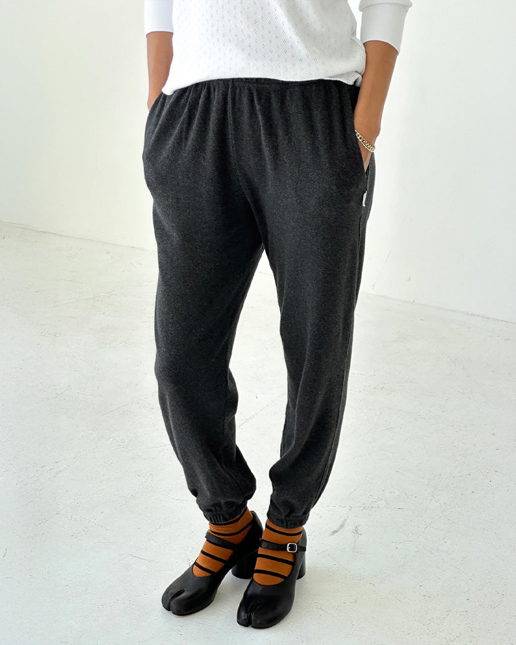 Pointelle Serene Jogger - Charcoal
