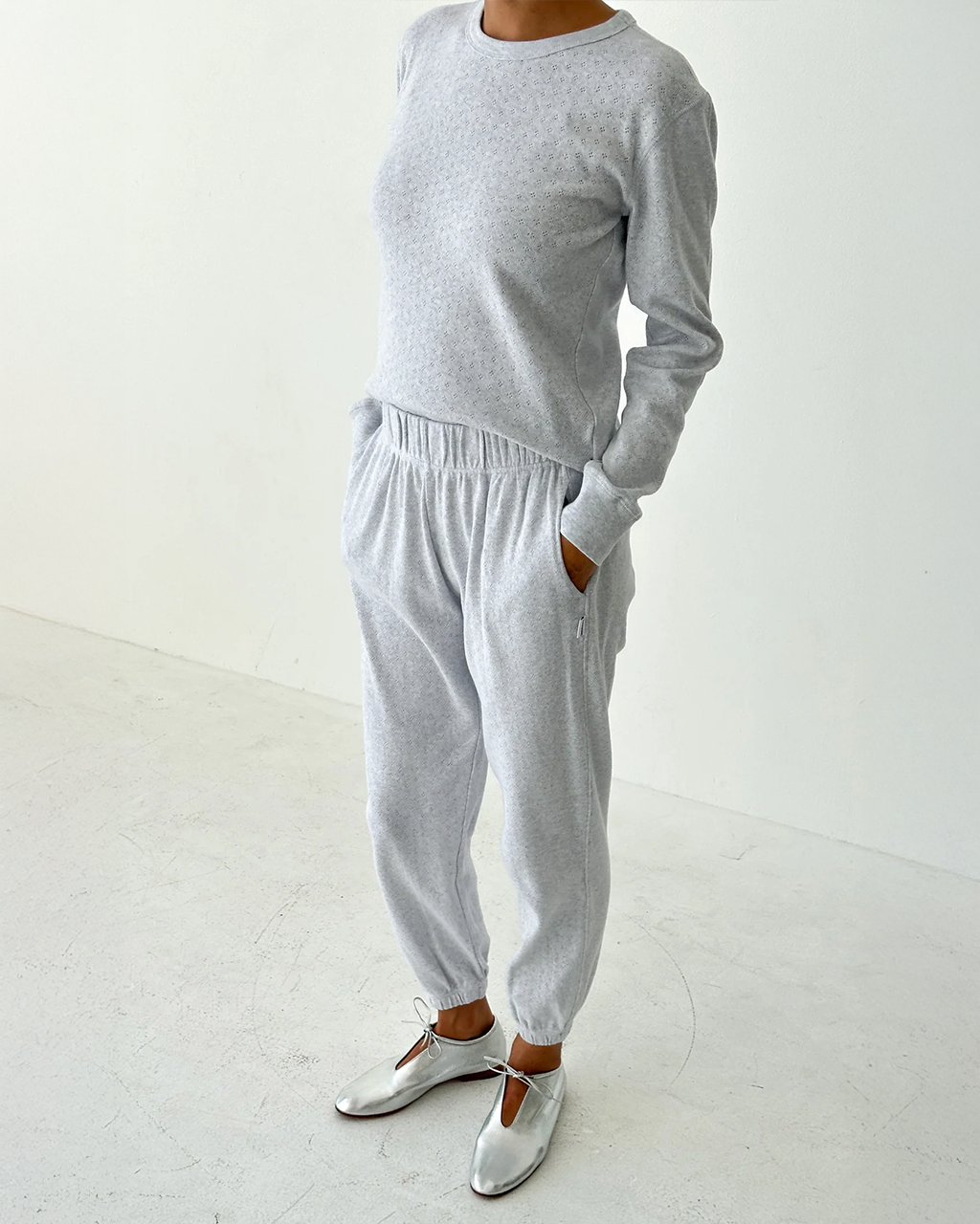 Pointelle Serene Jogger - Icy Grey
