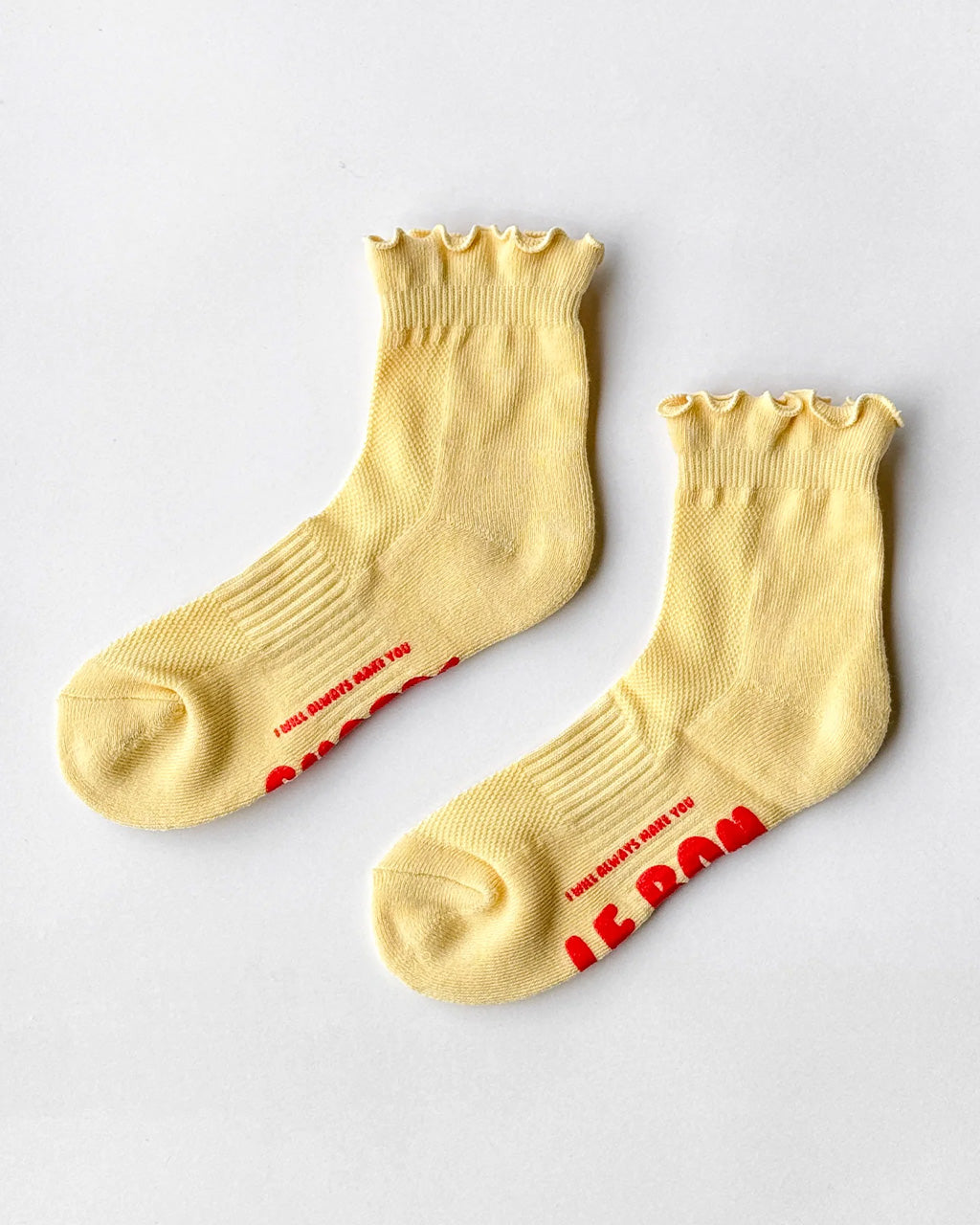 Ruffled Hugger Crew Socks - Banana Cream