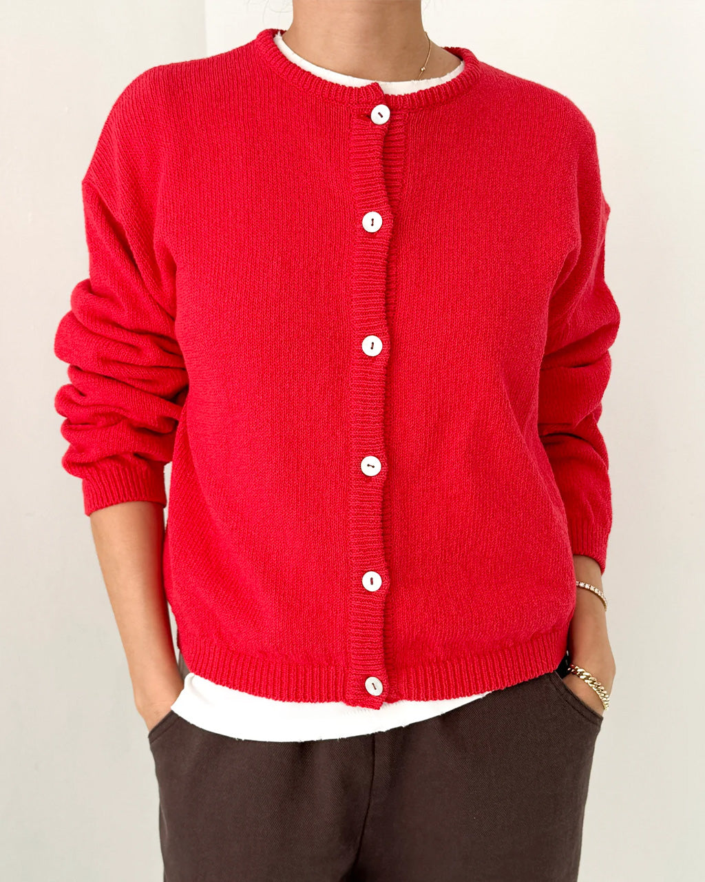 Cotton Leila Cardigan - Chili