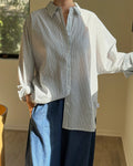 Striped Light Weight Owen Shirt - Denim Stripe