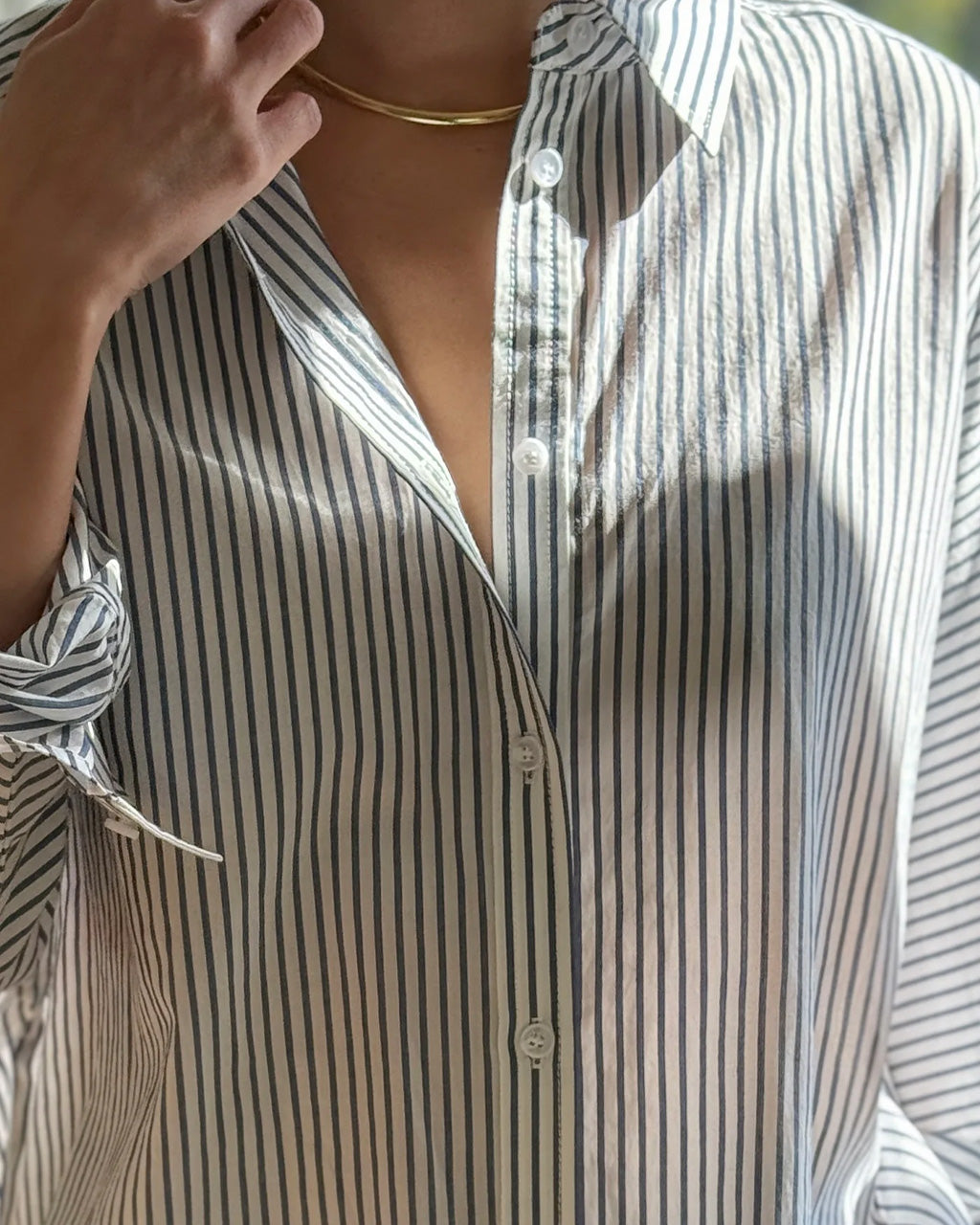 Striped Light Weight Owen Shirt - Denim Stripe