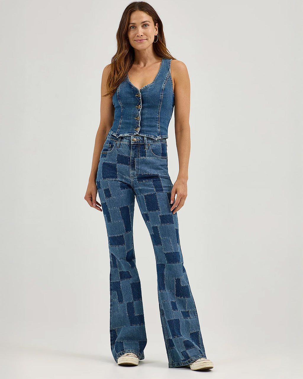High Rise Patchwork Flare Jeans - Traveling Pant