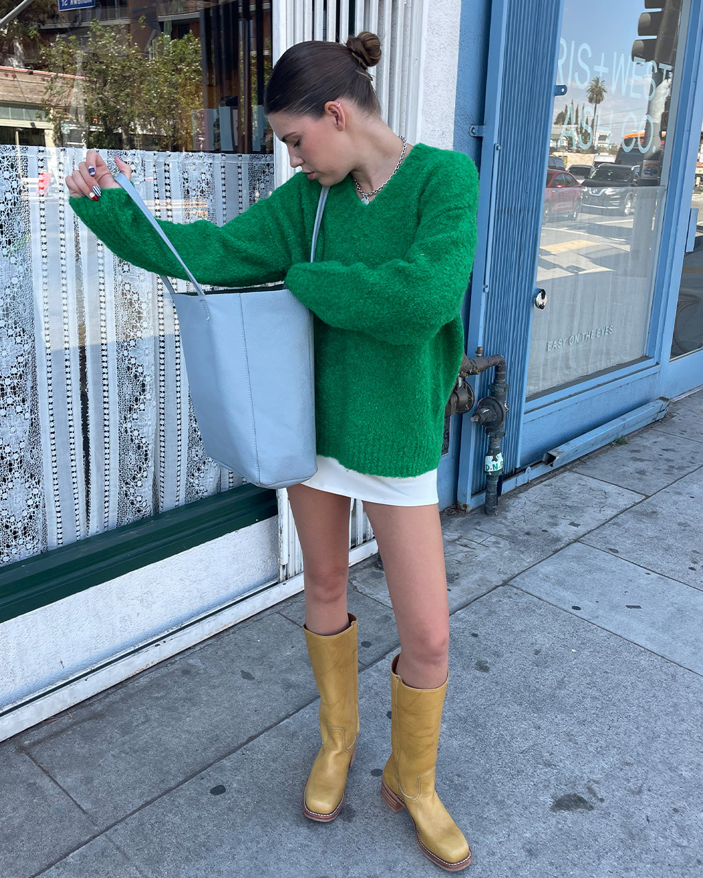 Marion V-Neck Sweater - Kelly Green