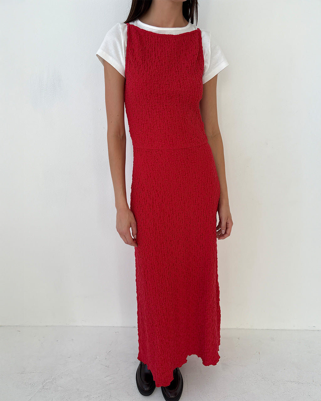 Maya Crinkle Dress - Pepper