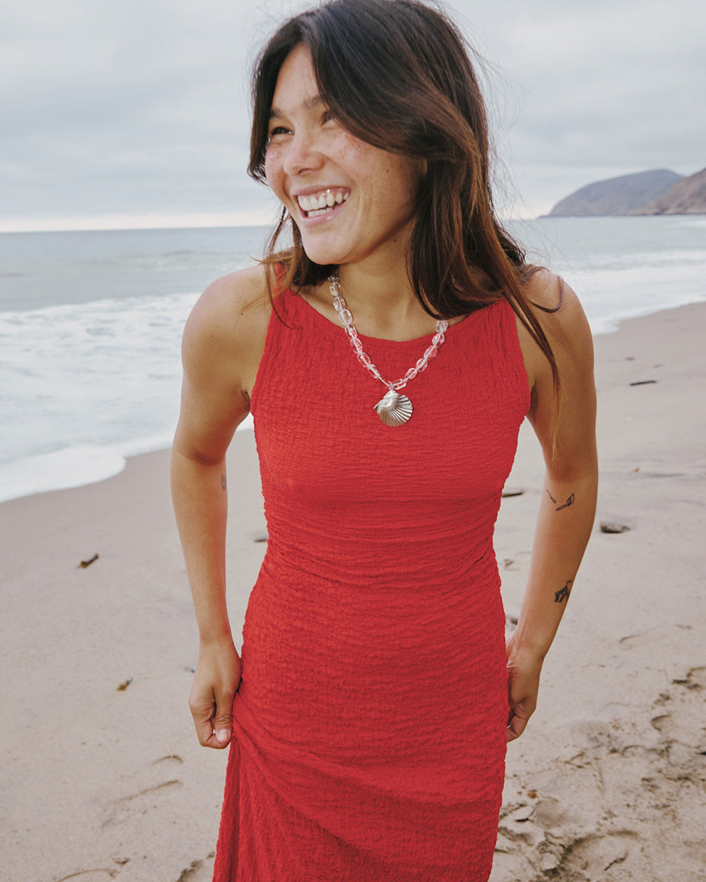 Maya Crinkle Dress - Pepper