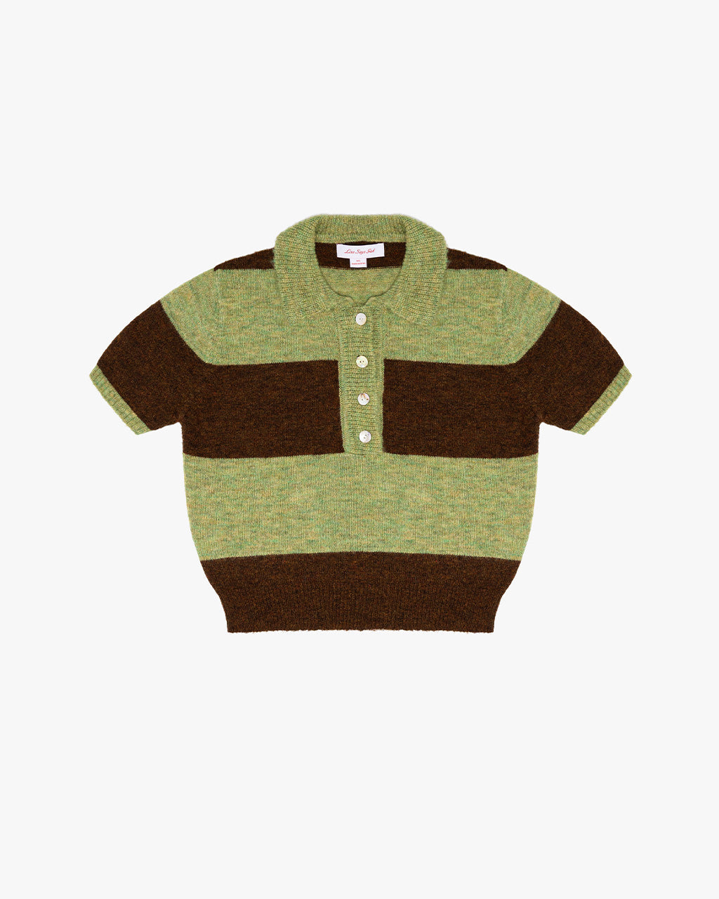 Molly Polo Sweater - Mocha + Pistachio Stripe