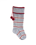 Thin Striped Rib-Cuff Stocking - Grey