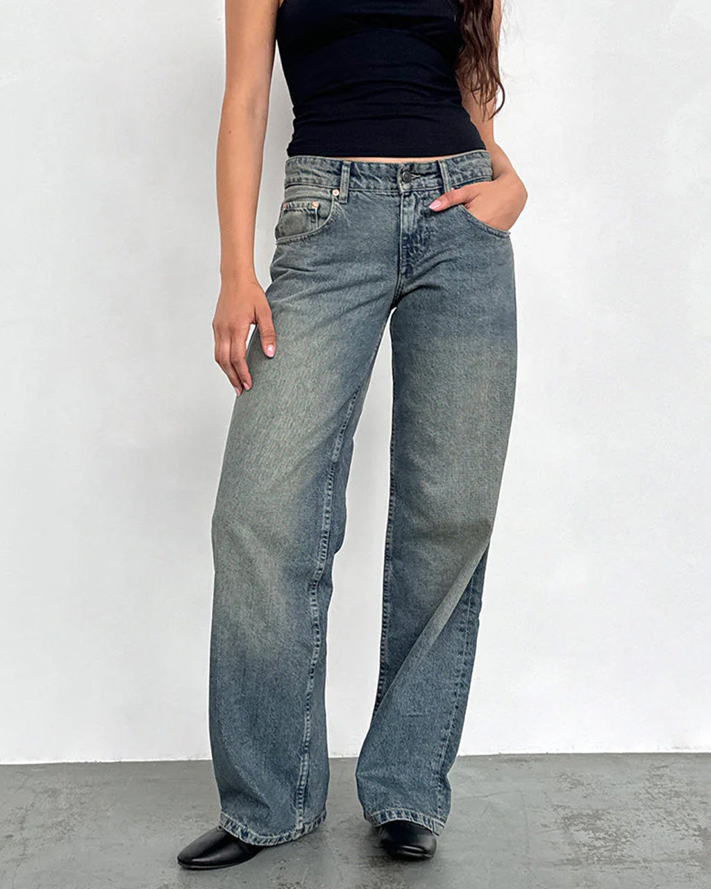 Low Rise Parallel Jeans - Extreme Blue Green