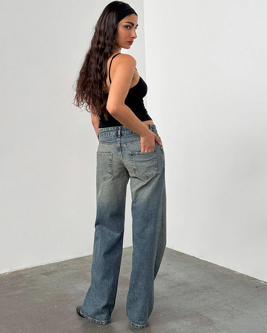 Low Rise Parallel Jeans - Extreme Blue Green