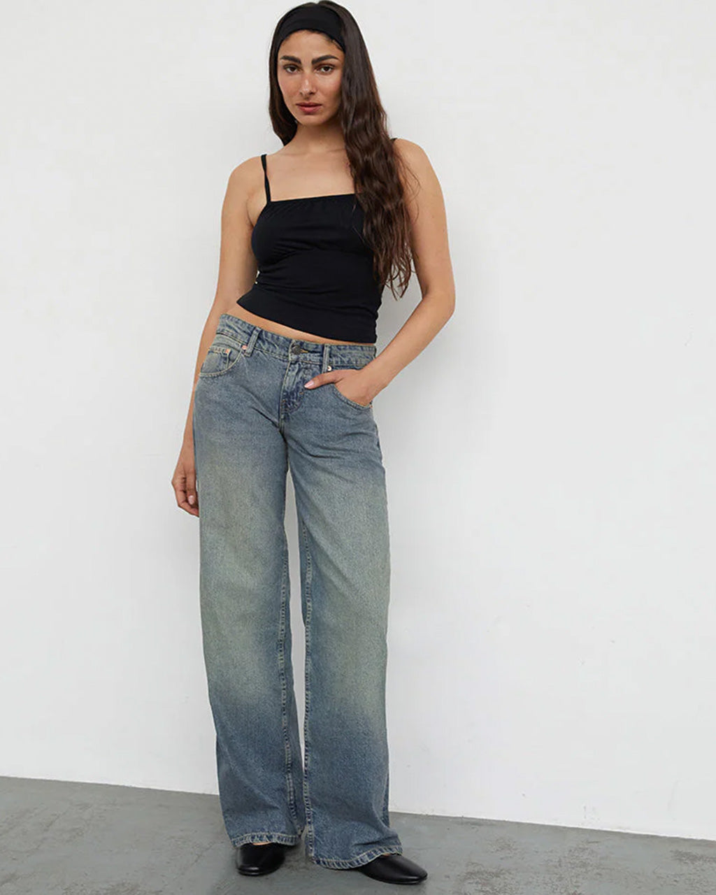 Low Rise Parallel Jeans - Extreme Blue Green