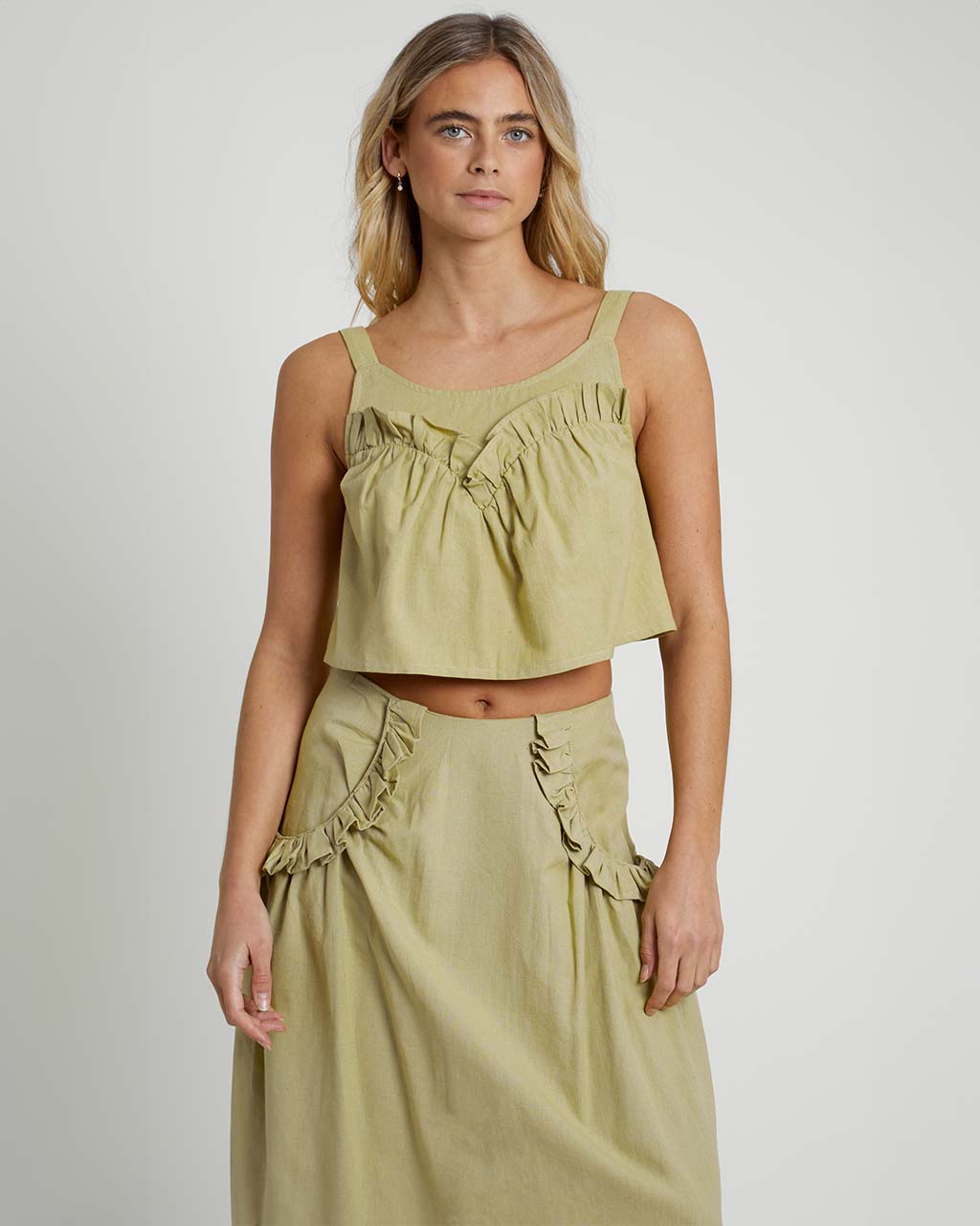 Verdi Linen Blend Ruffle Cami
