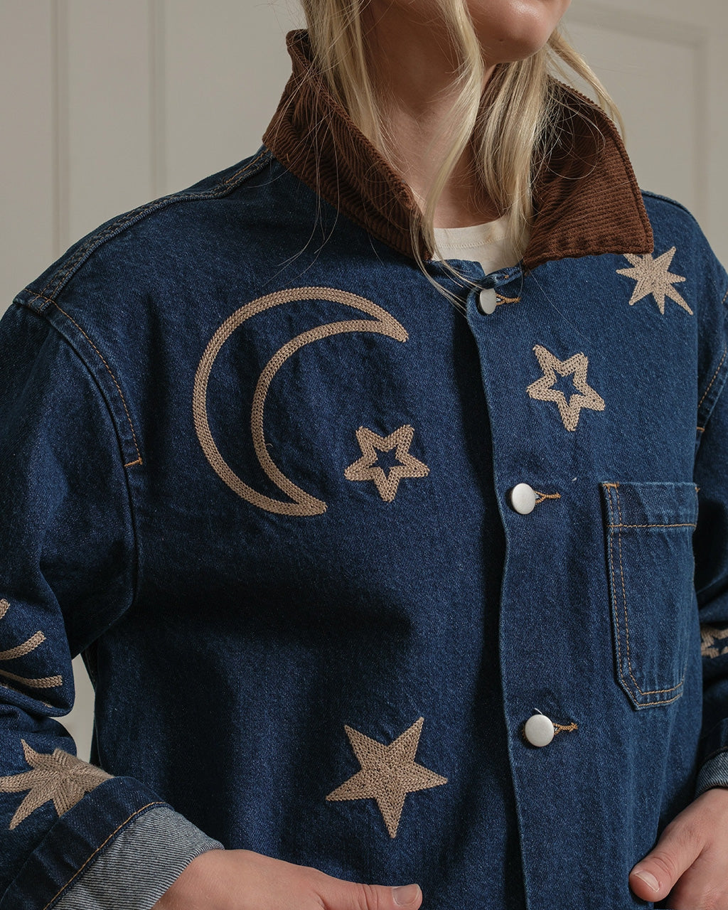 Celestial Embroidered Denim Jacket