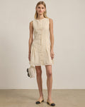 Lace Mini Dress With Faux Button Detail - Cream