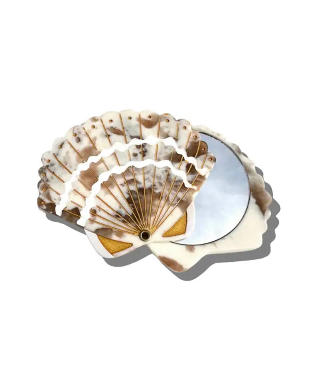 Hand-Painted Seashell Compact Mirror