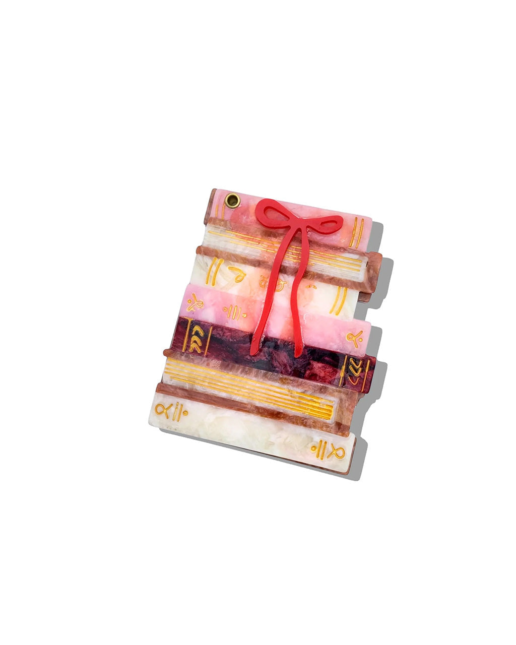 Hand-painted Bow Bookstack Compact Mirror