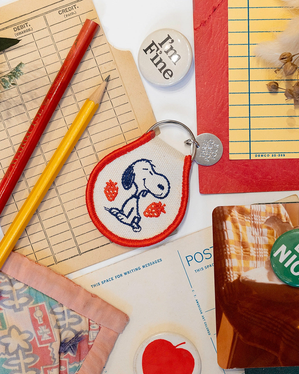 Snoopy Strawberry Patch Keychain
