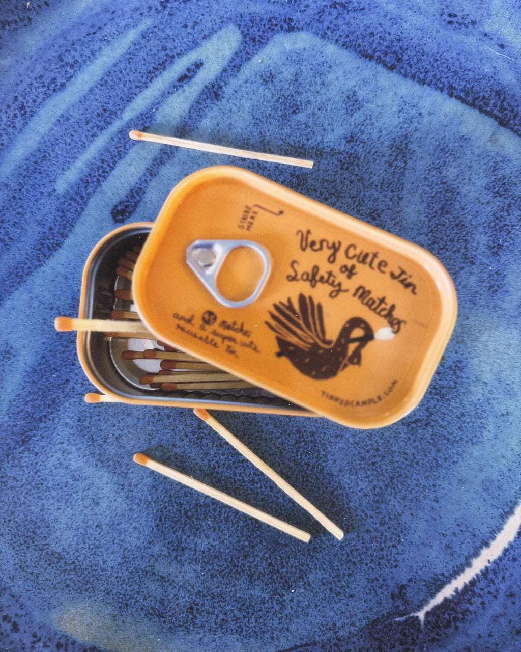 Very Cute Tin Of Safety Matches - Orange