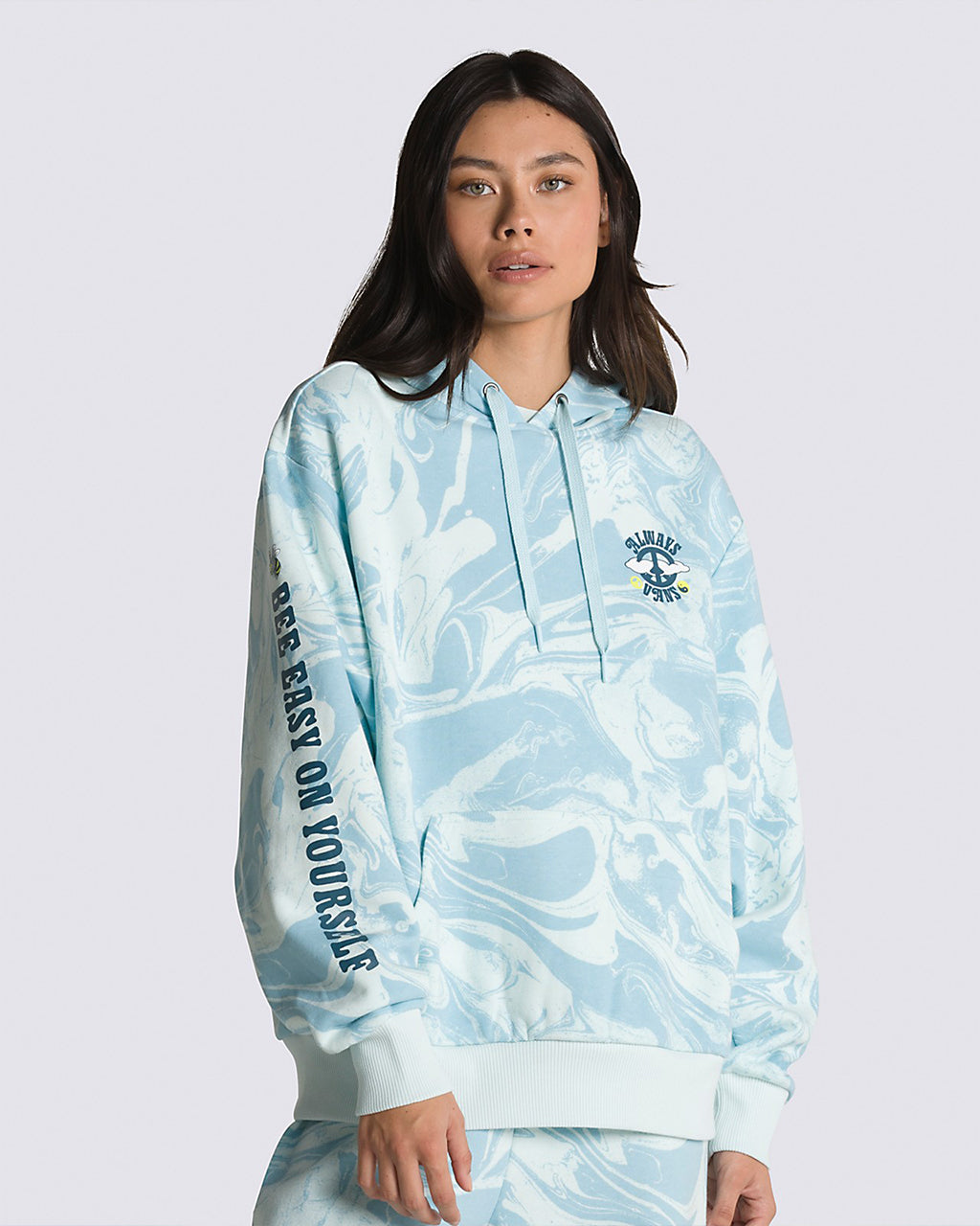 Marble Print Hoodie - Blue Glow