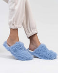 Faux Fur Slide Slippers - Periwinkle