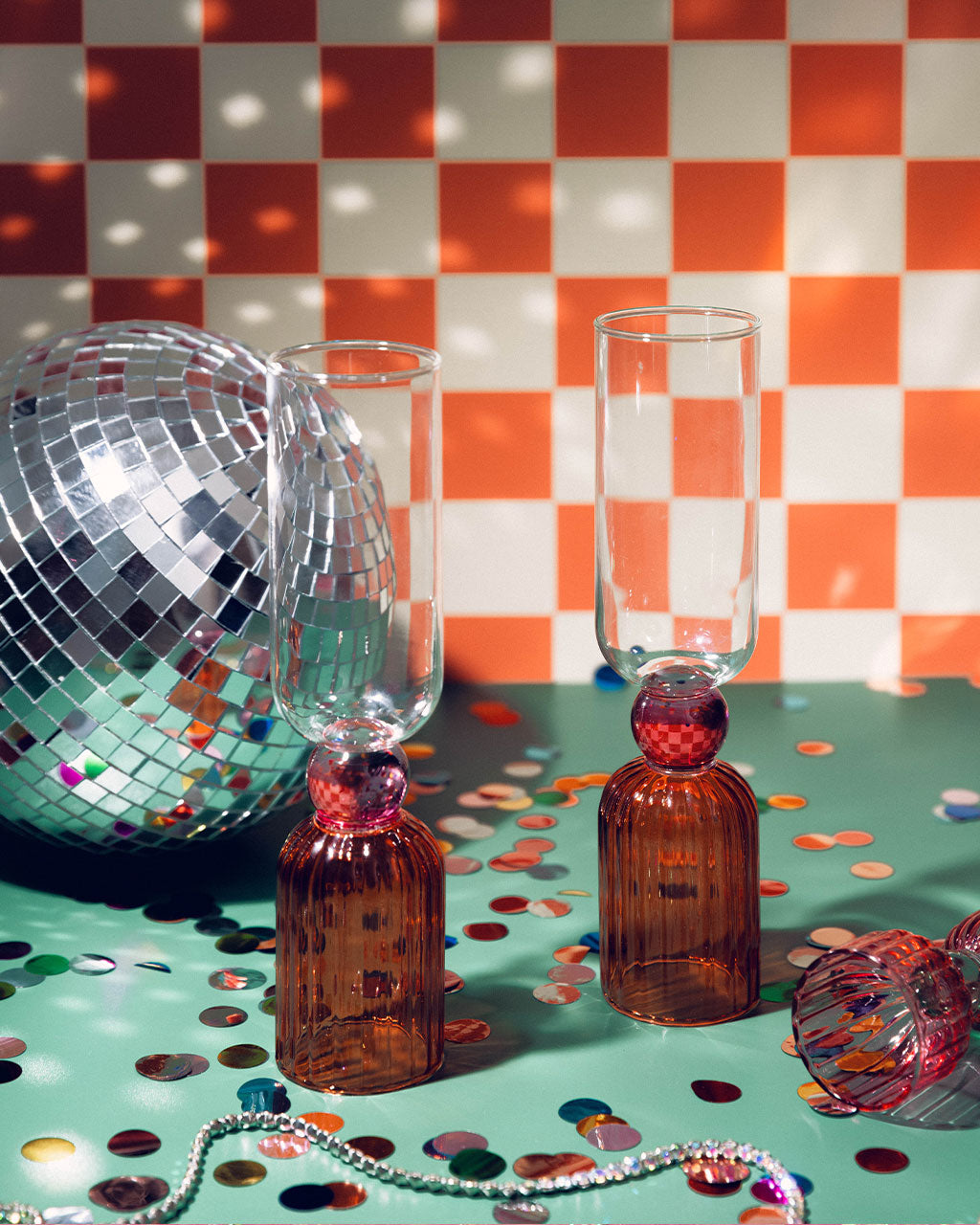 Tipsy Turvy Bar Glass Set - Pink