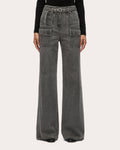 Belted Acid-Washed Wide-Leg Cargo Jeans
