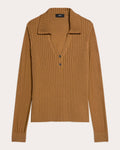 Ribbed Wool Collared Polo Sweater