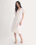 Cinched Dress in Stretch Linen | Bone