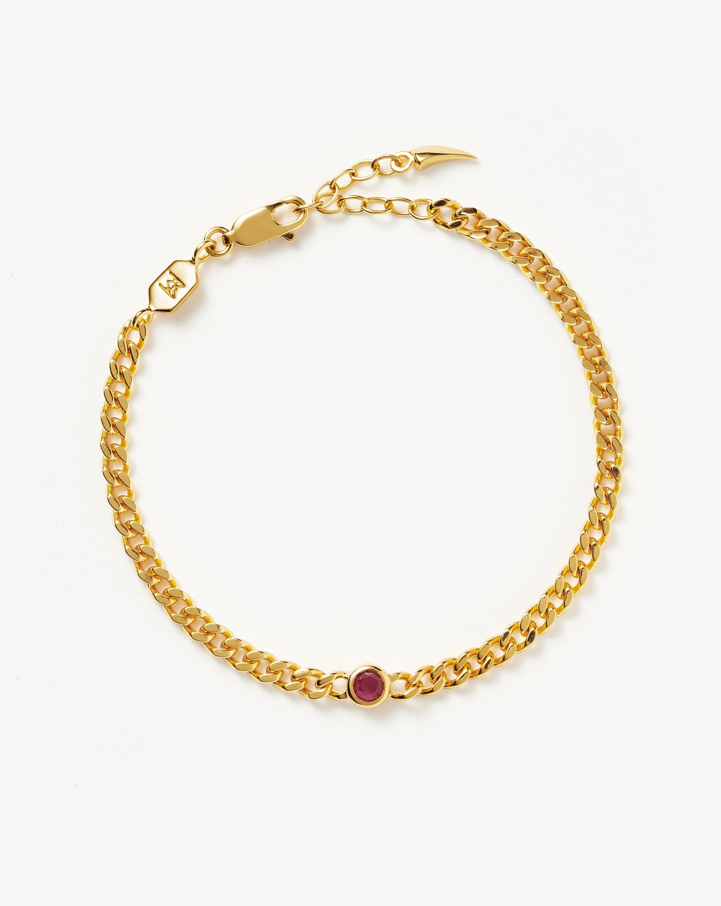 July Birthstone Chain Bracelet | 18ct Gold Plated Vermeil/Ruby