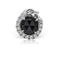 Black and White Diamond Pavé Ouroboros Threaded Stud Earring With Titanium Backing