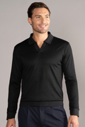 Long Sleeve Sweater Polo Solid // Black