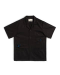 Black Embroidered Lily Camp Shirt