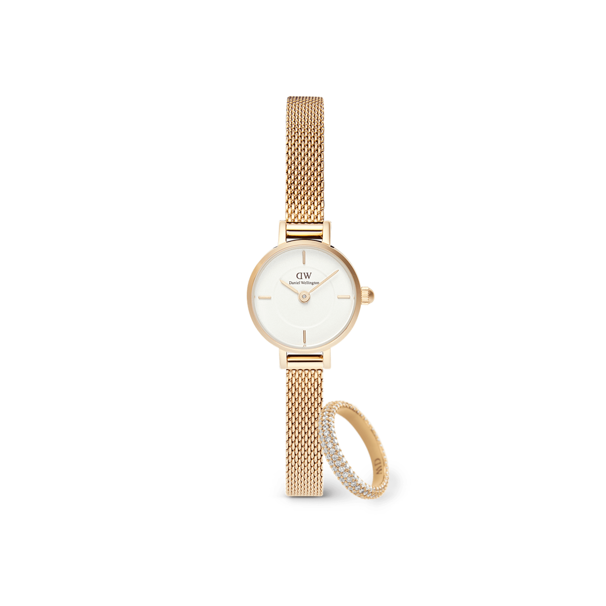 Petite Mini & Pave Crystal Ring Gold Set