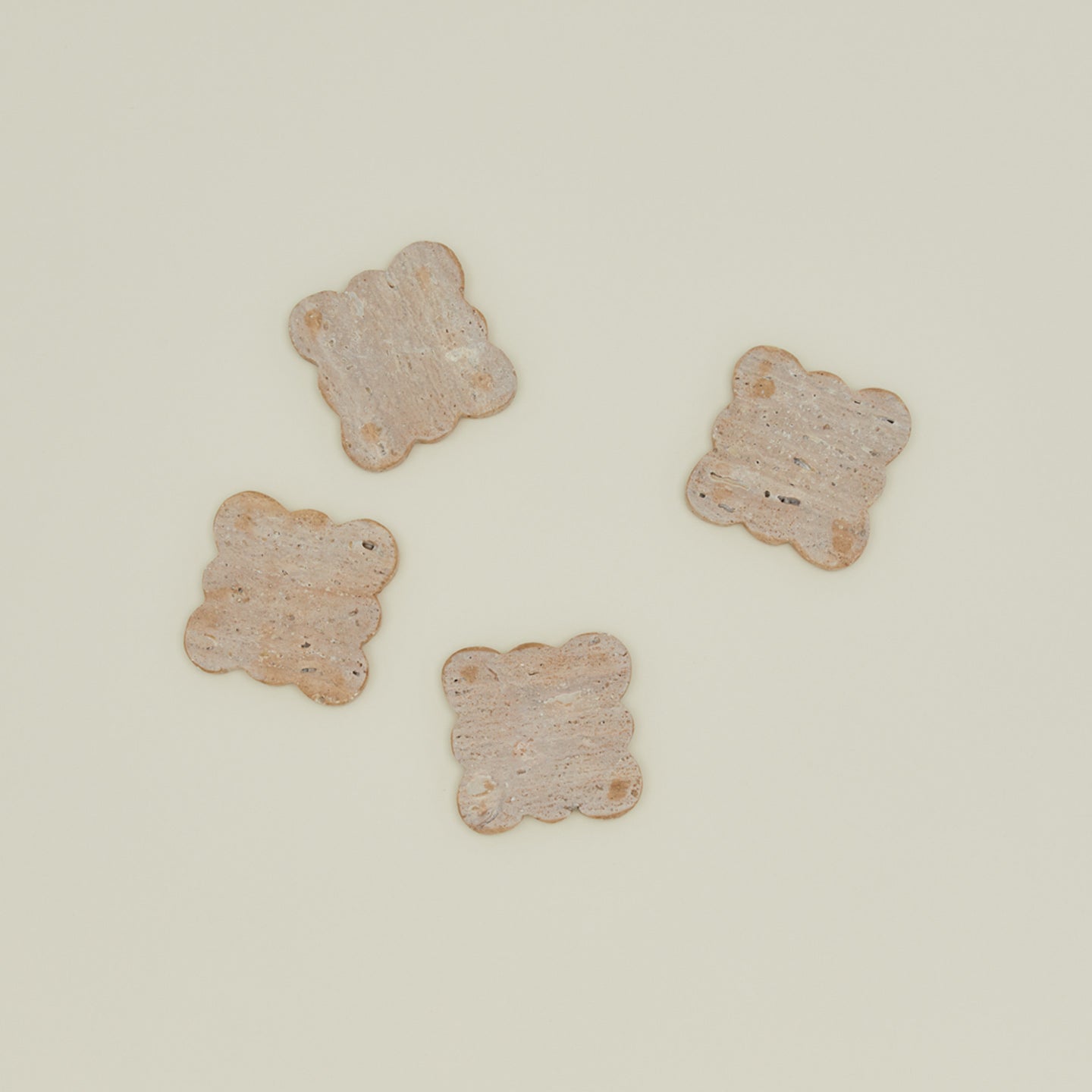 Scalloped Edge Travertine Coasters, Set of 4