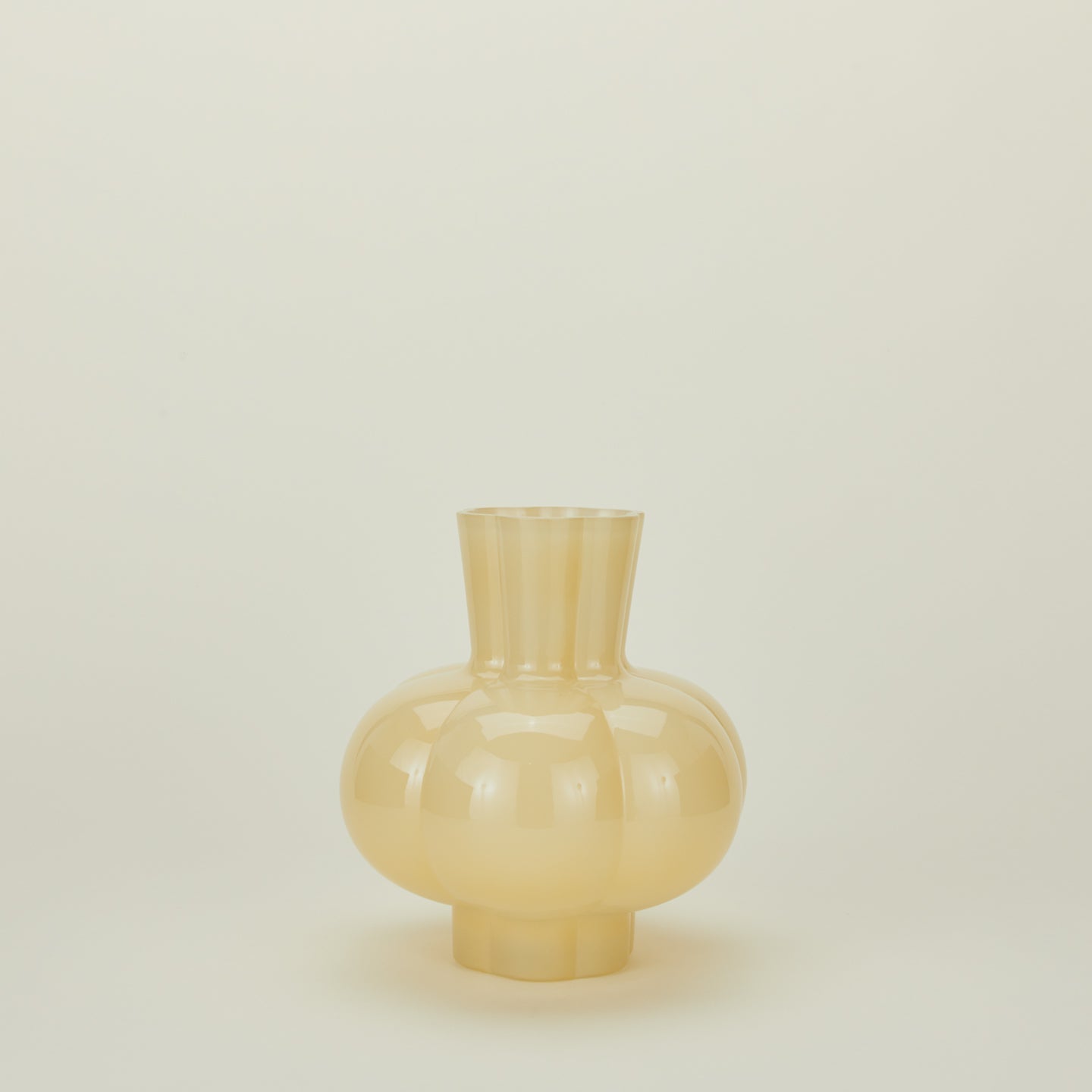 Glass Pleated Vase - Opaque Yellow