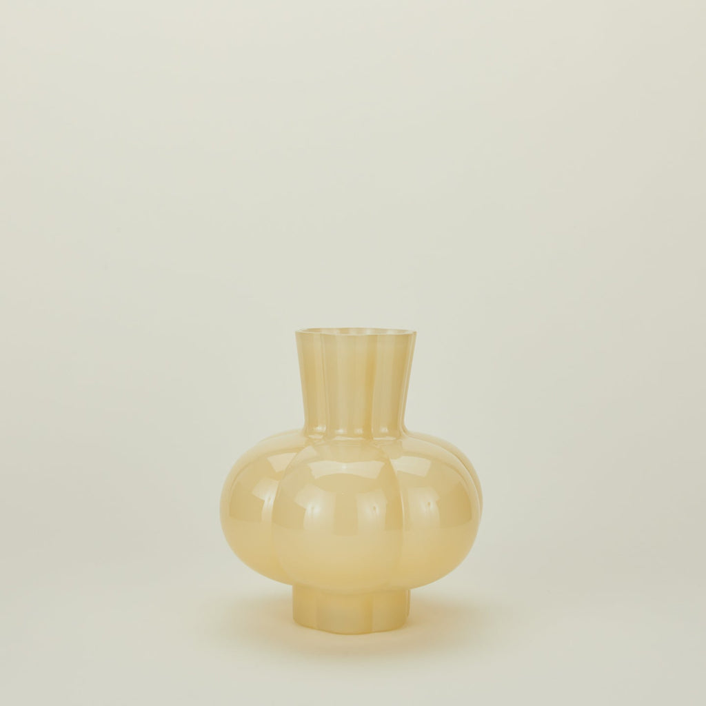 Glass Pleated Vase - Opaque Yellow
