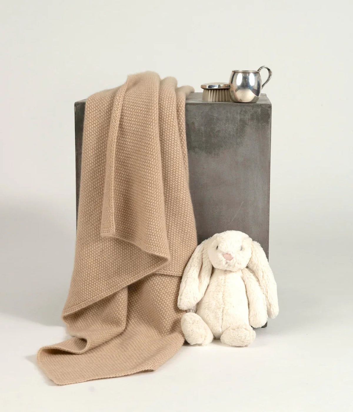 Solid Beige Cashmere Pique Baby Blanket