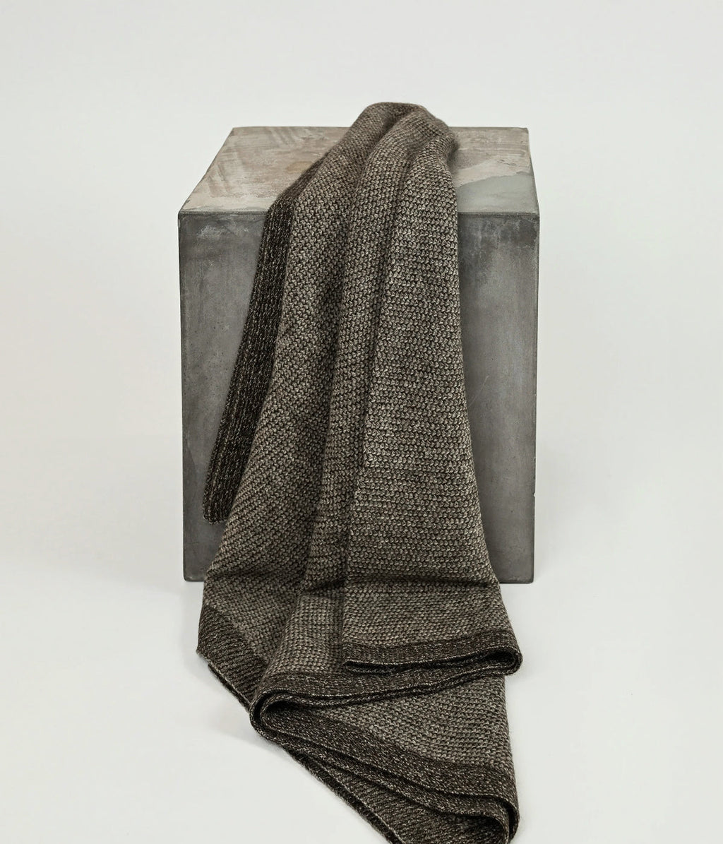 Chocolate and Platinum Beehive Knit Yak Down Throw