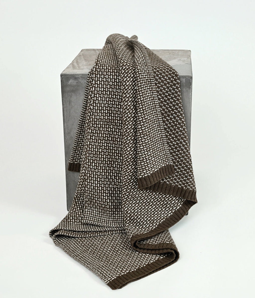 Mocha Yak Down and White Cashmere Taiga Throw